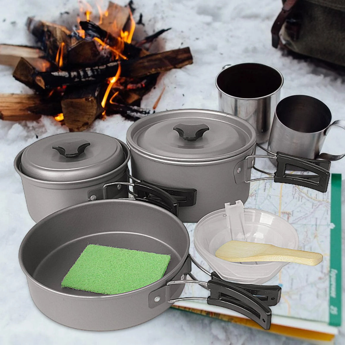 Camping Cookware Set Pot and Pan Compact Lightweight K4514