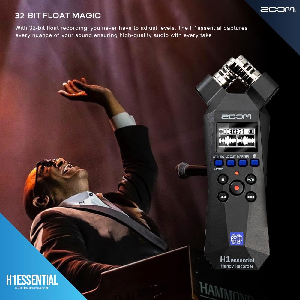 Stereo Handy Recorder Portable Audio Recorder 32 Bit Float USB X/Y Microphone 64GB SD Tripod Headphone I73067