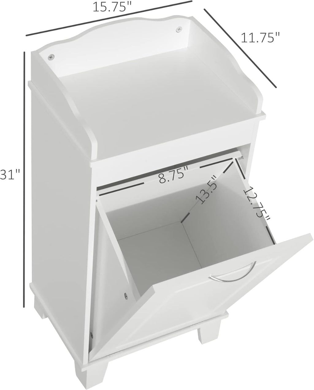 White Tilt Out Laundry Hamper Storage Cabinet Y962