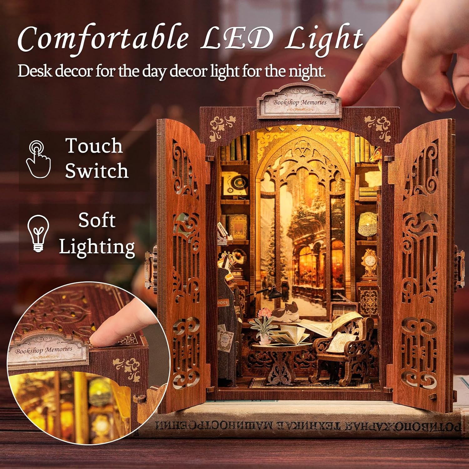3D Wooden Puzzle Dollhouse Booknook Library Model O844