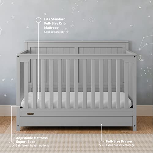 5-in-1 Convertible Crib with Drawer (White) H217409