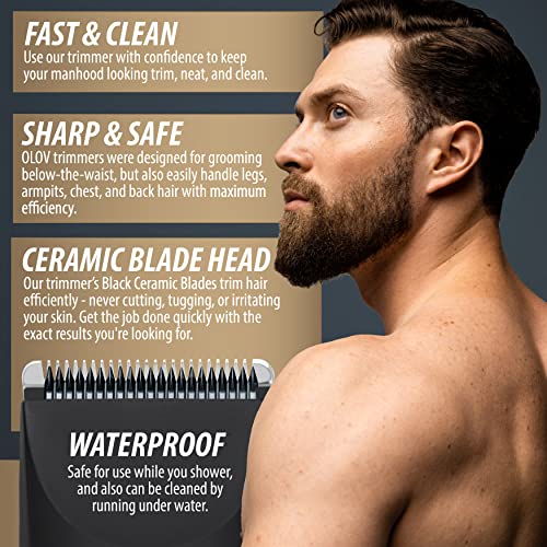 Electric Body Hair Trimmer with 2 Ceramic Blade, USB Recharge Dock & Nosetrimmer Head I59972