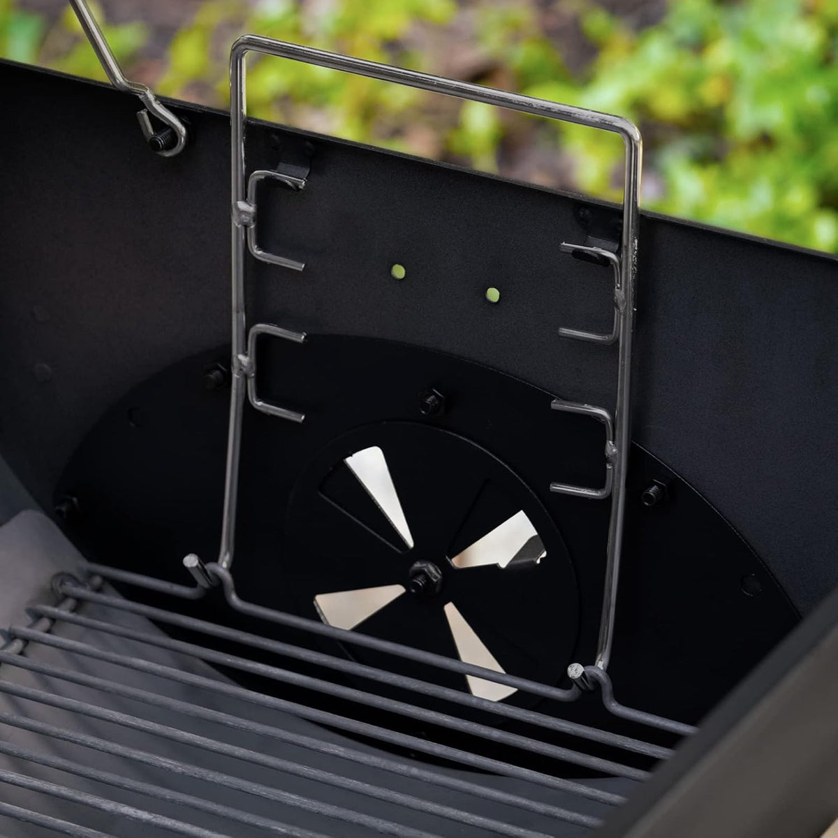 Charcoal Grill and Smoker with Cast Iron Grates and 950 Cooking Square Inches in Black E9504