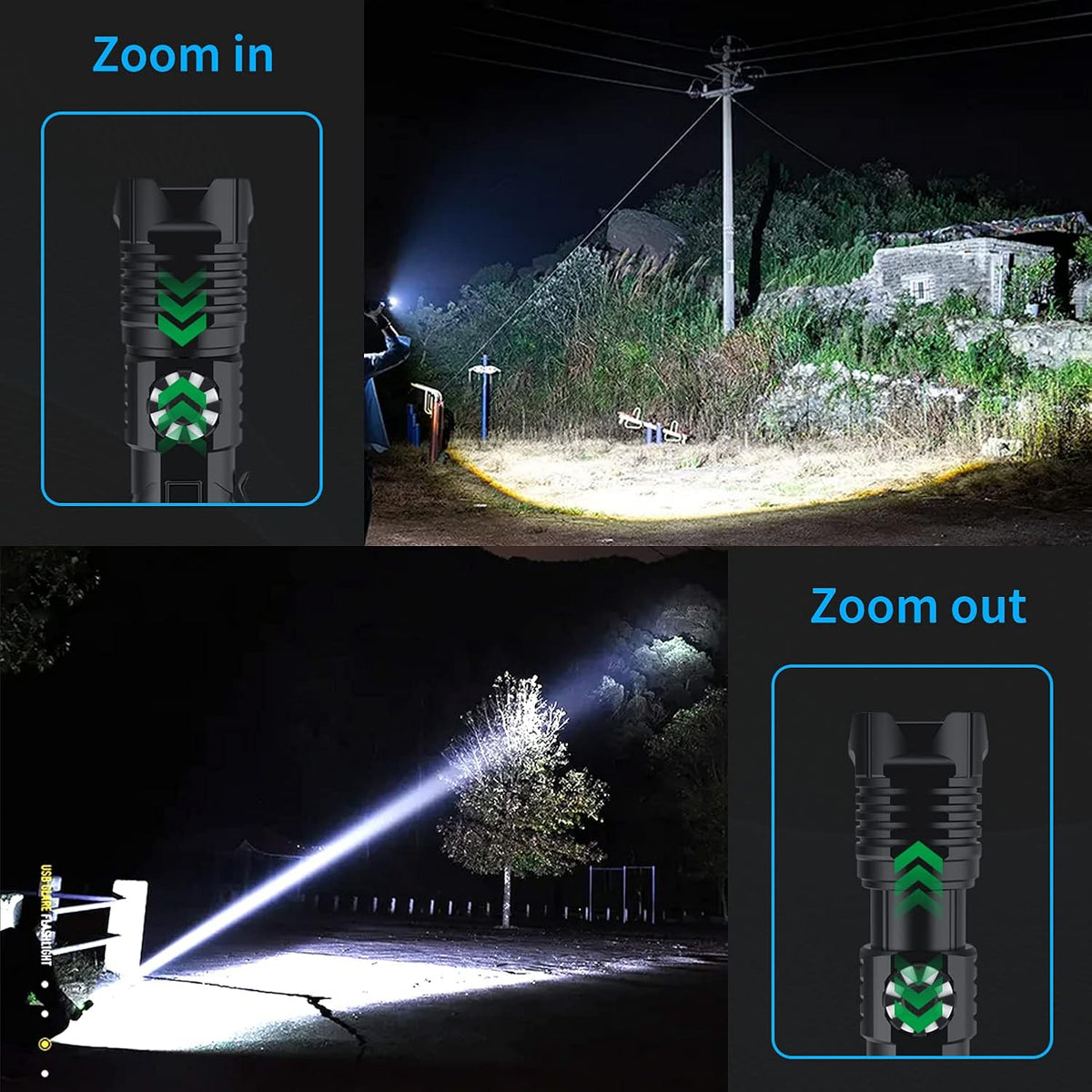 Rechargeable Tactical LED Flashlight, Zoomable Handheld N52851