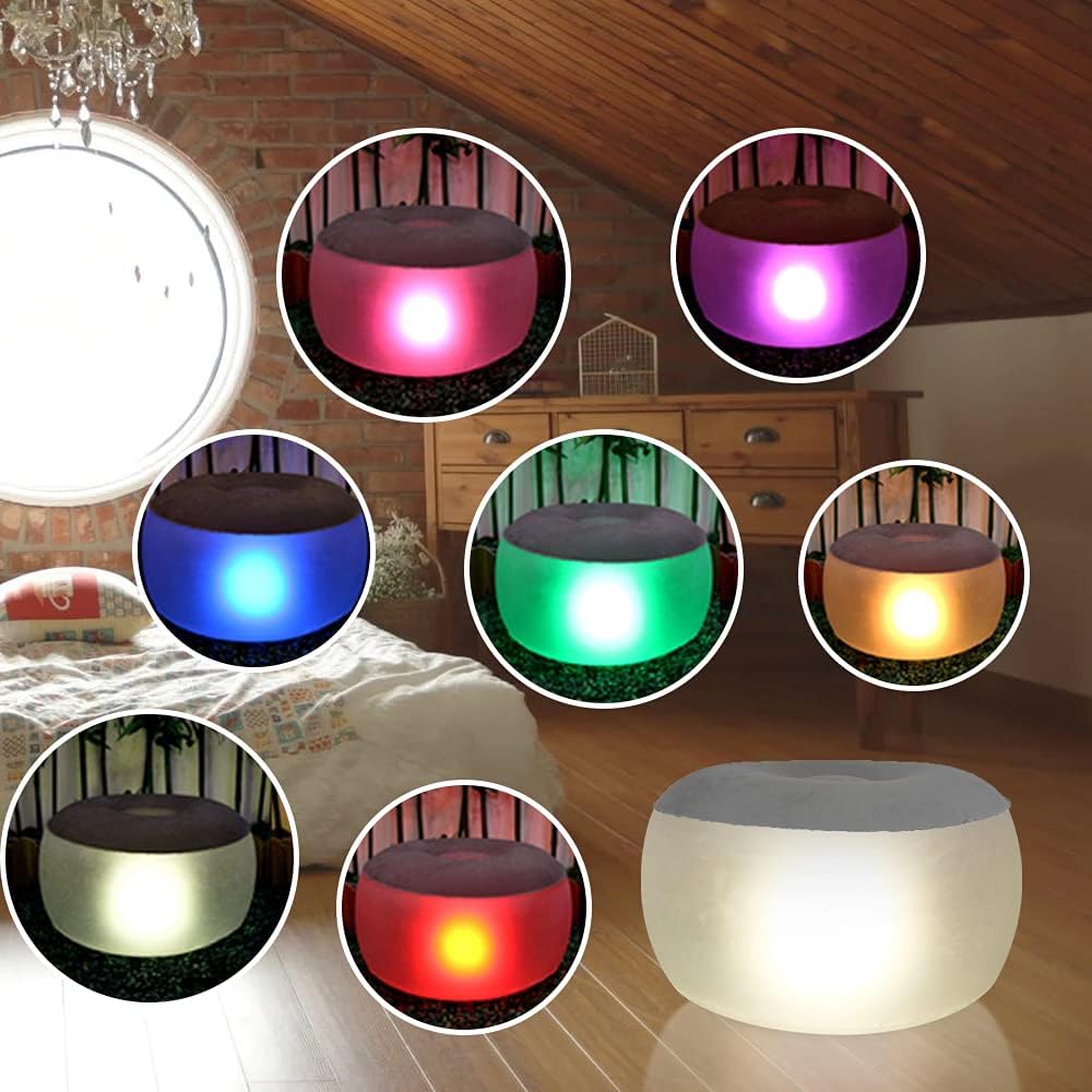 Inflatable Stool Ottoman with Remote Control LED Light and Foot Pump Z276087