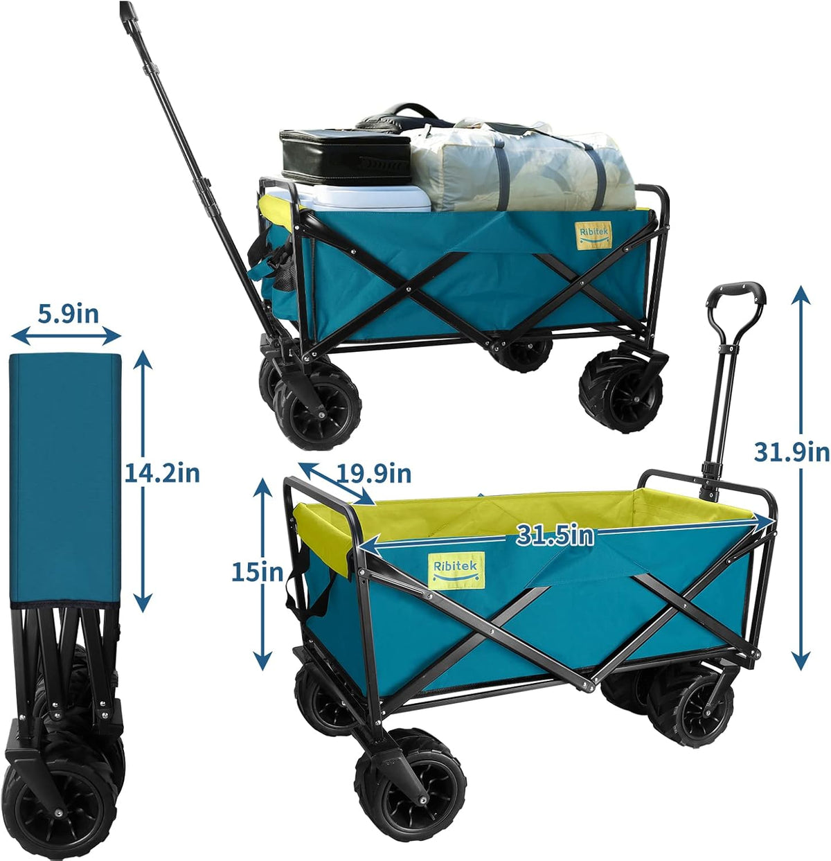 Collapsible Folding Wagon with Big Wheels U298