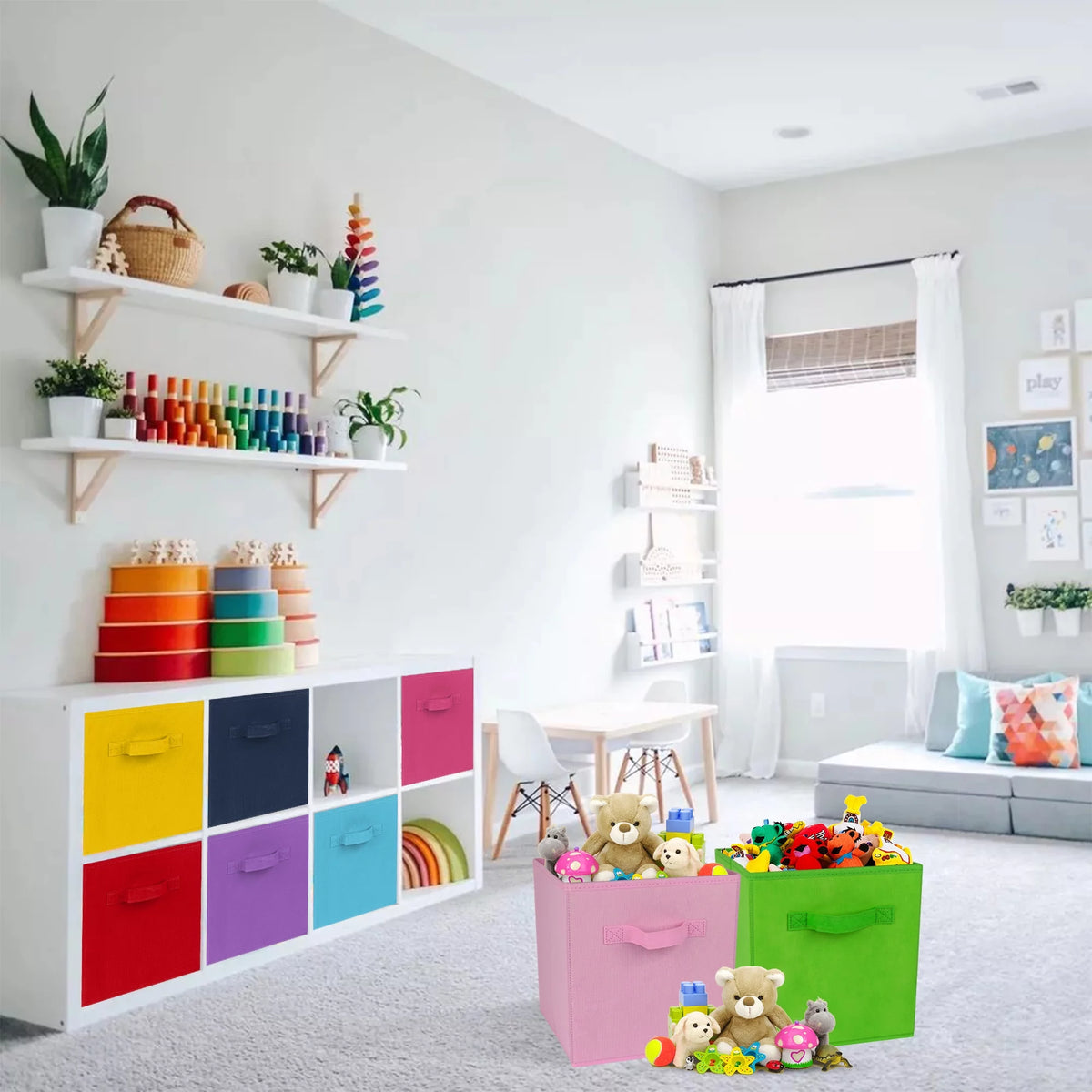 11 inch cube storage bins 8-pack Multi Colored L61676