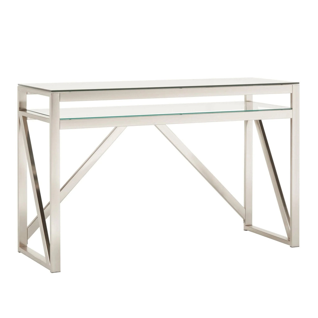 Brushed Nickel Glass Sofa Table S380