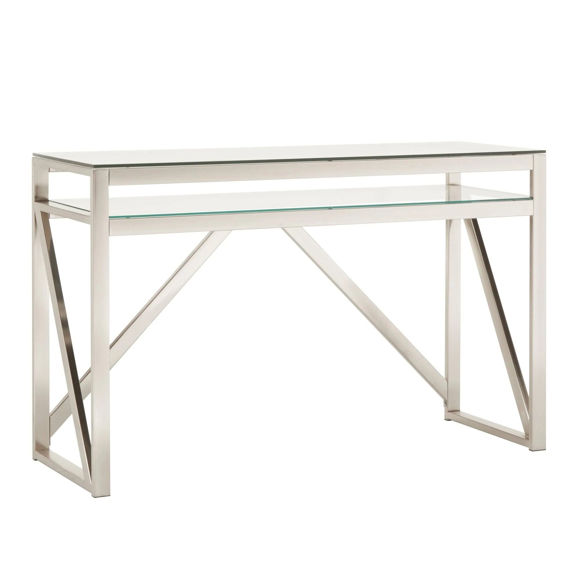Brushed Nickel Glass Sofa Table S380