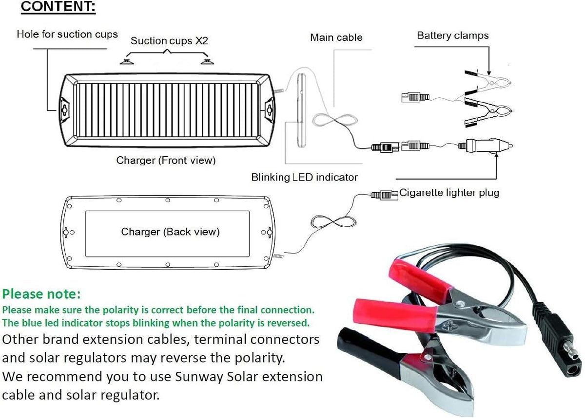 5W 12V Solar Car Battery Trickle Charger Maintainer J570