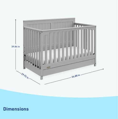 5-in-1 Convertible Crib with Drawer (White) H217409