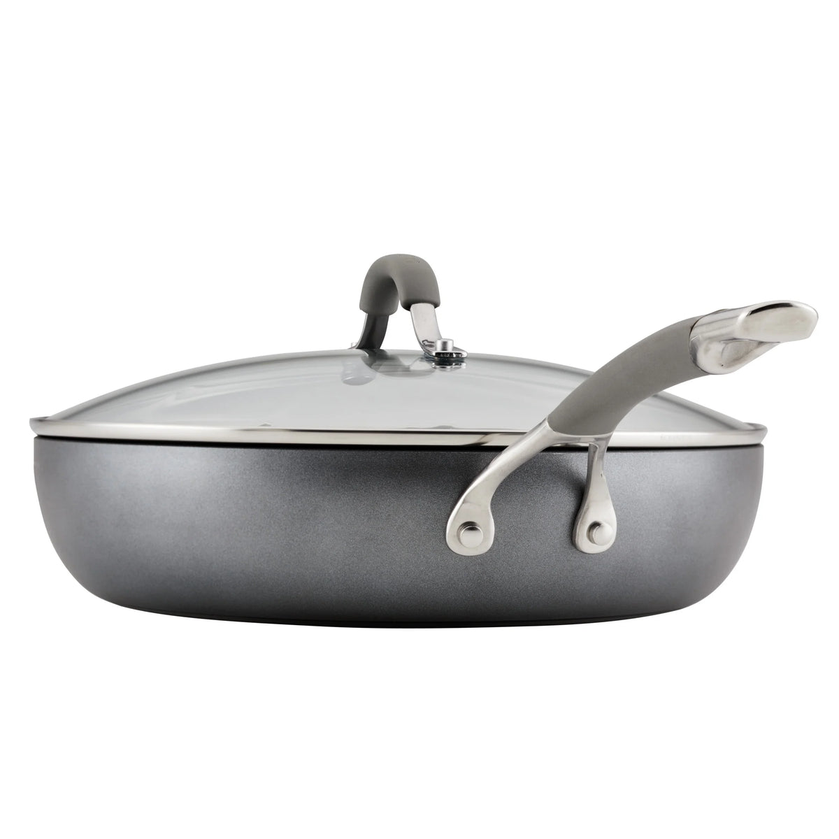12 inch Hard-Anodized Nonstick Deep Frying Pan with Lid, Gray L882