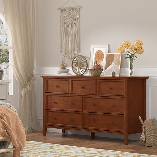 White 7 Drawer Solid Wood Dresser E875026