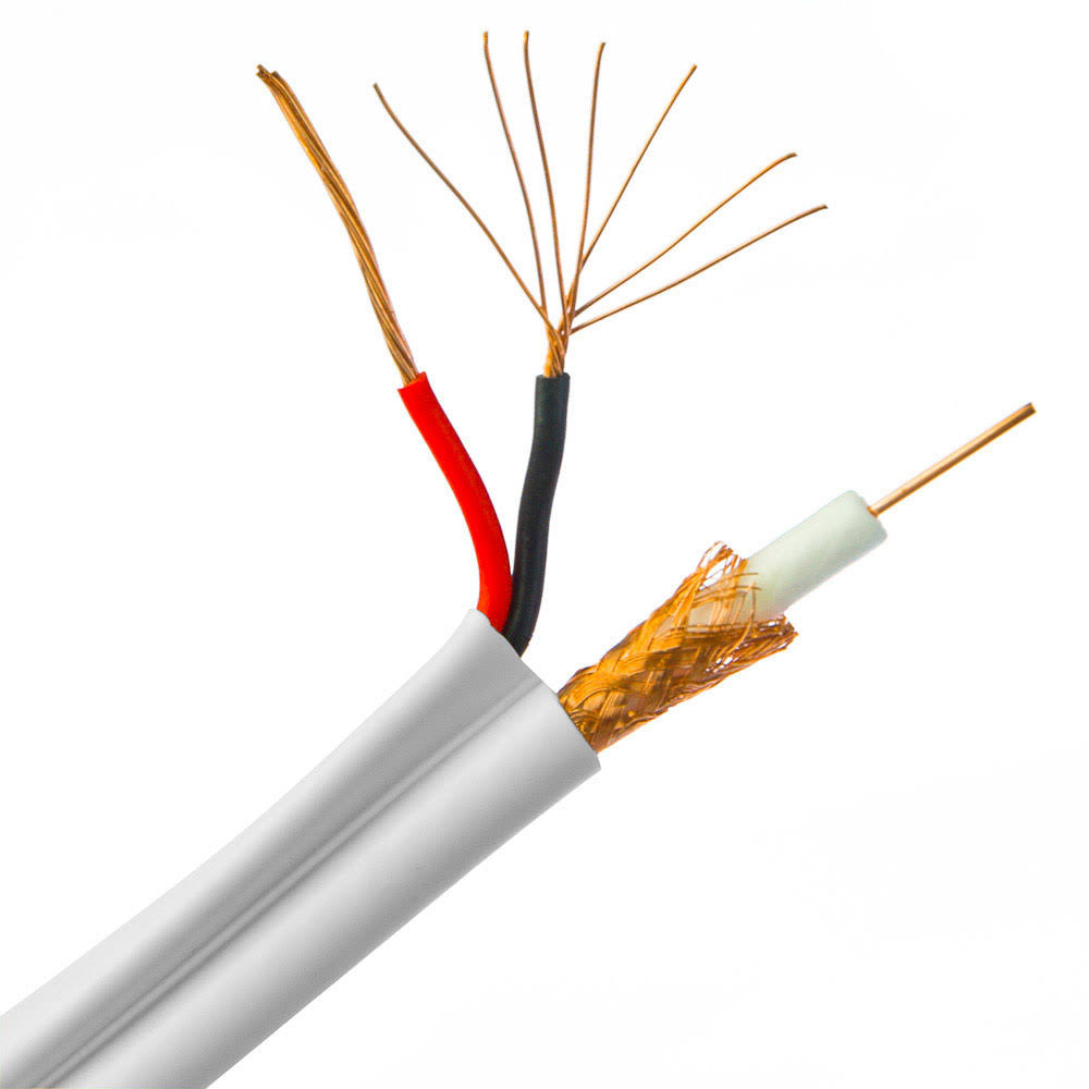 White RG59 Siamese Coaxial Cable with 18/2 Power, 1000ft X14375