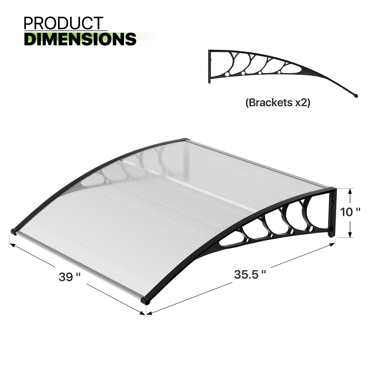 Black Polycarbonate Window Awning and Door Canopy G5405