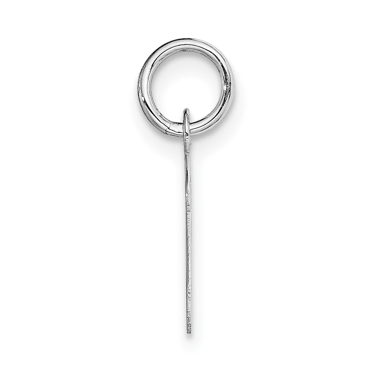14K White Gold Polished Rhodium Plated Letter V Initial Pendant Charm J1388