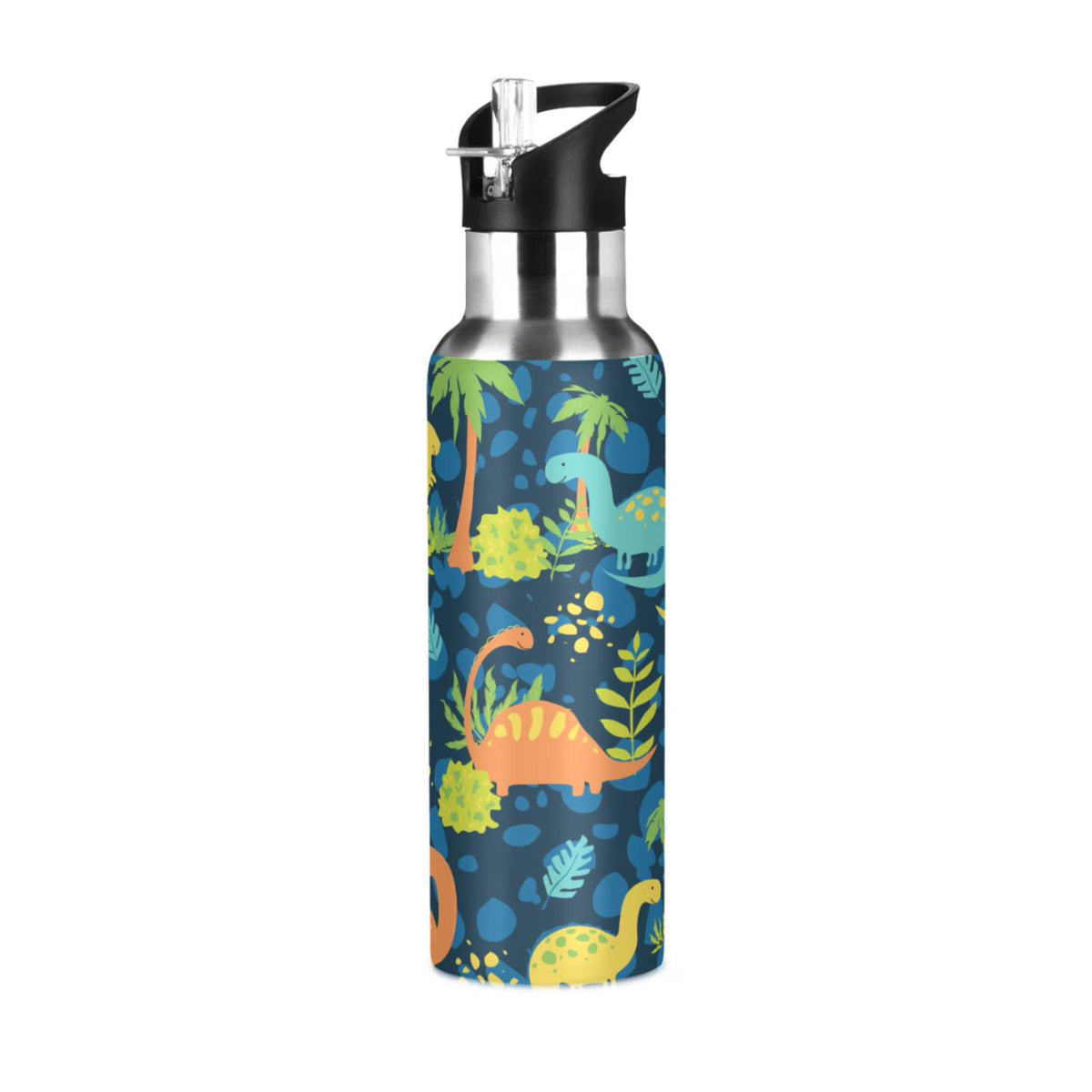 Stainless Steel Insulated Thermos Vacuum Flask Water Bottle with Straw Lid K314724