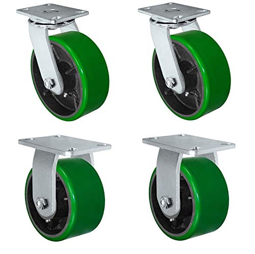 8 x 3 Heavy Duty Caster with Green Polyurethane on Steel Wheel R39068