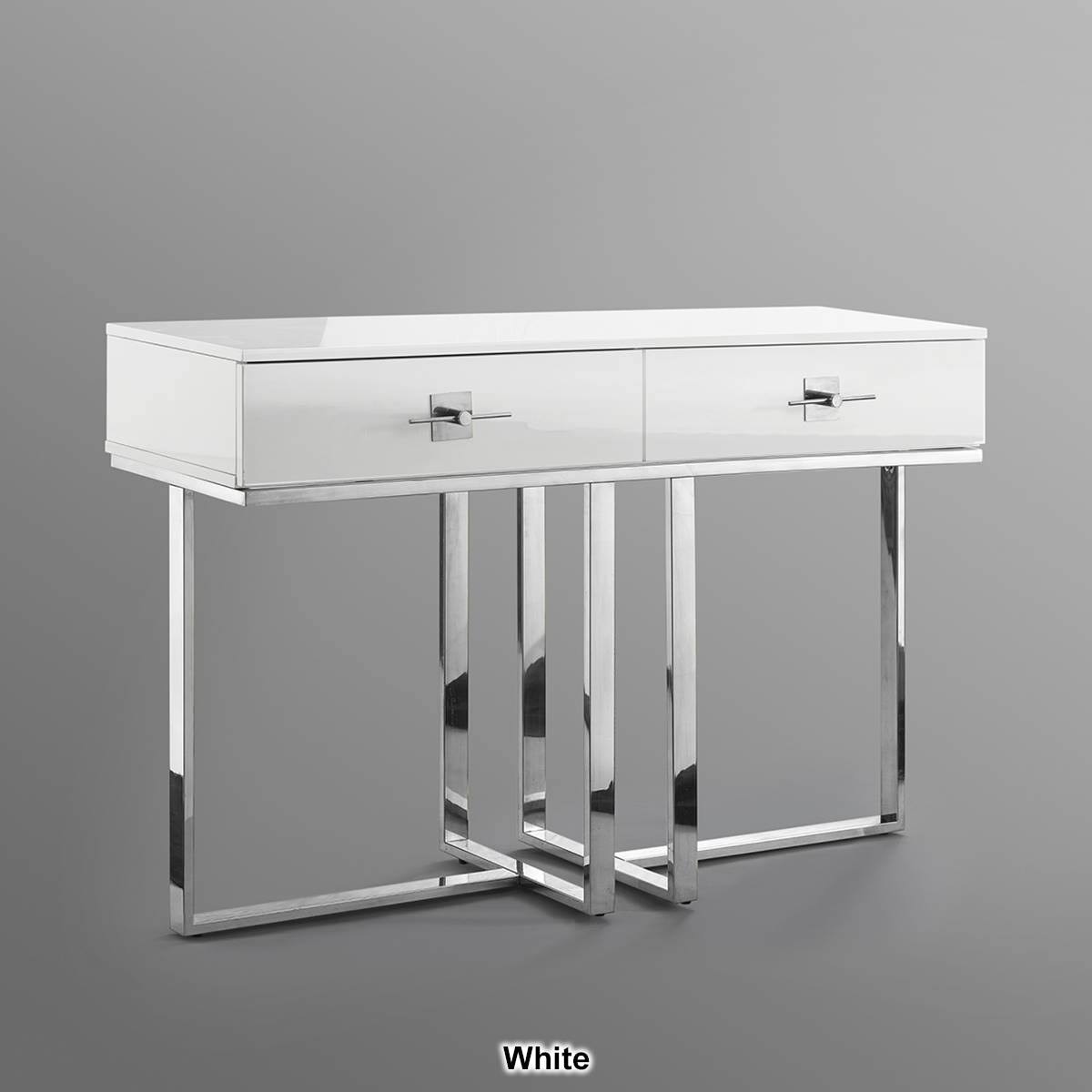 High Gloss Stainless Steel 2 Drawers Console Table S169