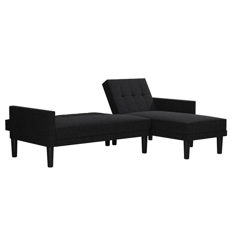 Dark Gray Linen Sectional Sofa Futon Z170