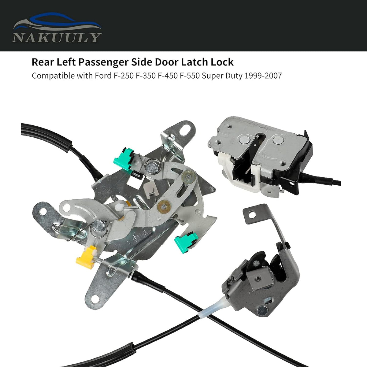 Left Driver Side Rear Door Lock Latch & Cable Assembly Pack of 2 T2726