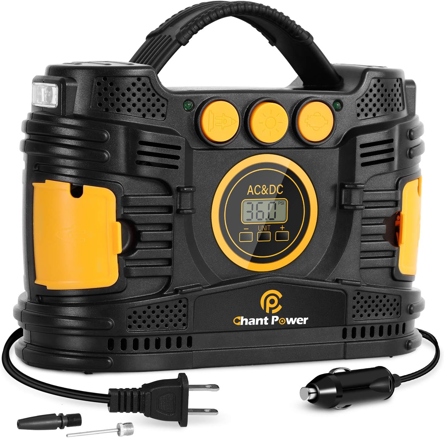Portable 12V DC/120V AC Tire Inflator with Digital Pressure Gauge D385294