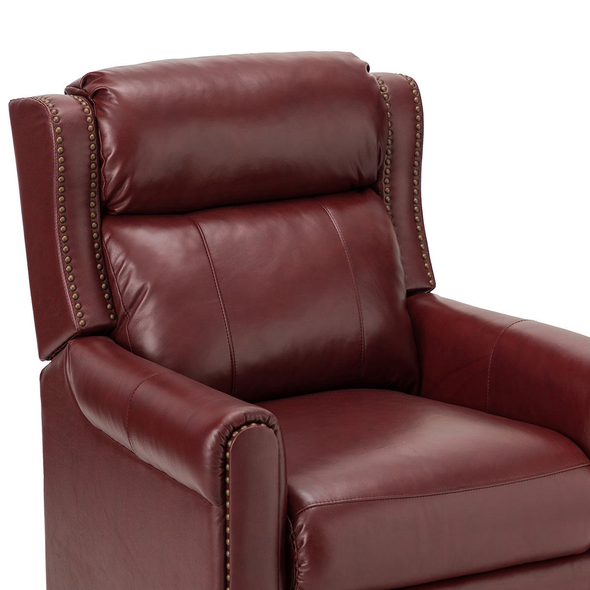 Burgundy Leather Recliner Chair with Wooden Legs A8273