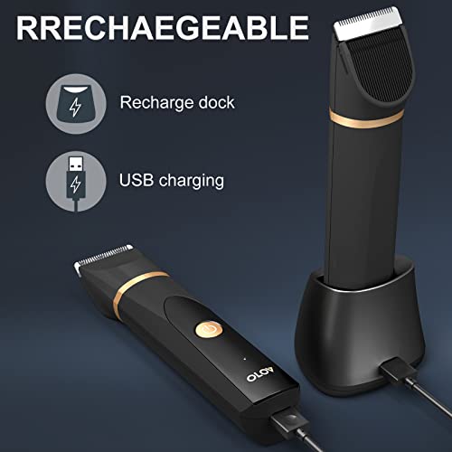 Electric Body Hair Trimmer with 2 Ceramic Blade, USB Recharge Dock & Nosetrimmer Head I59972