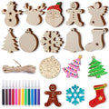 100pcs Unfinished Wood Slices with Painting Kit Christmas Ornaments R55718