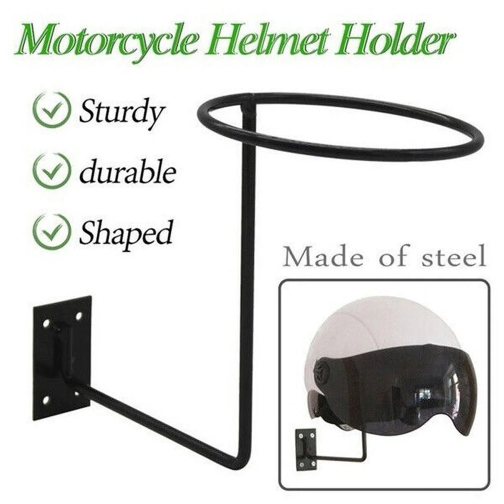 Black Wall Mount Motorcycle Helmet Holder Rack I3947