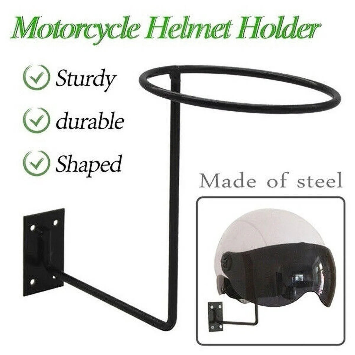 Black Wall Mount Motorcycle Helmet Holder Rack I3947