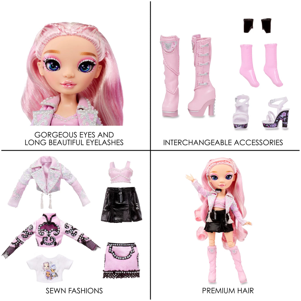 Pink Lavender Fashion Doll with 2 Designer Outfits and Microphone Headset K3300