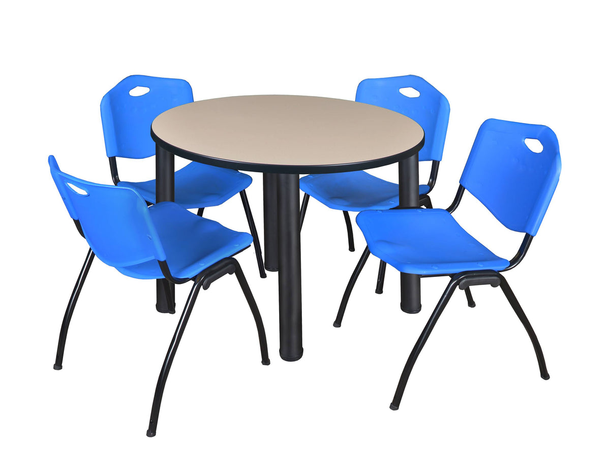 Round Breakroom Table with 4 Stack Chairs L4934