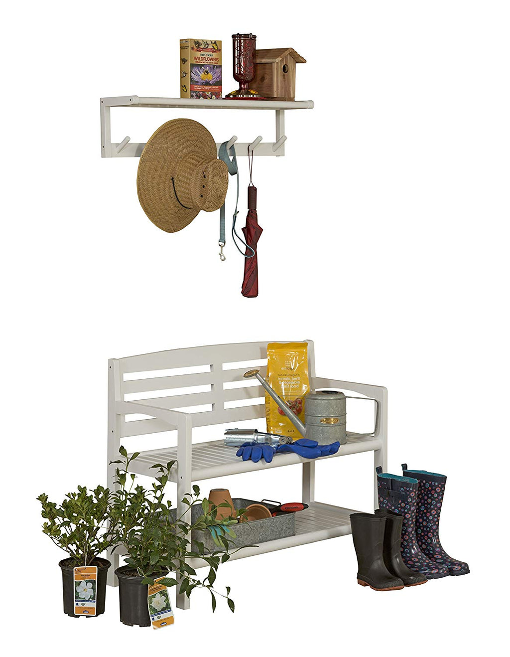 Solid Birch Wood Bench with Back F9713