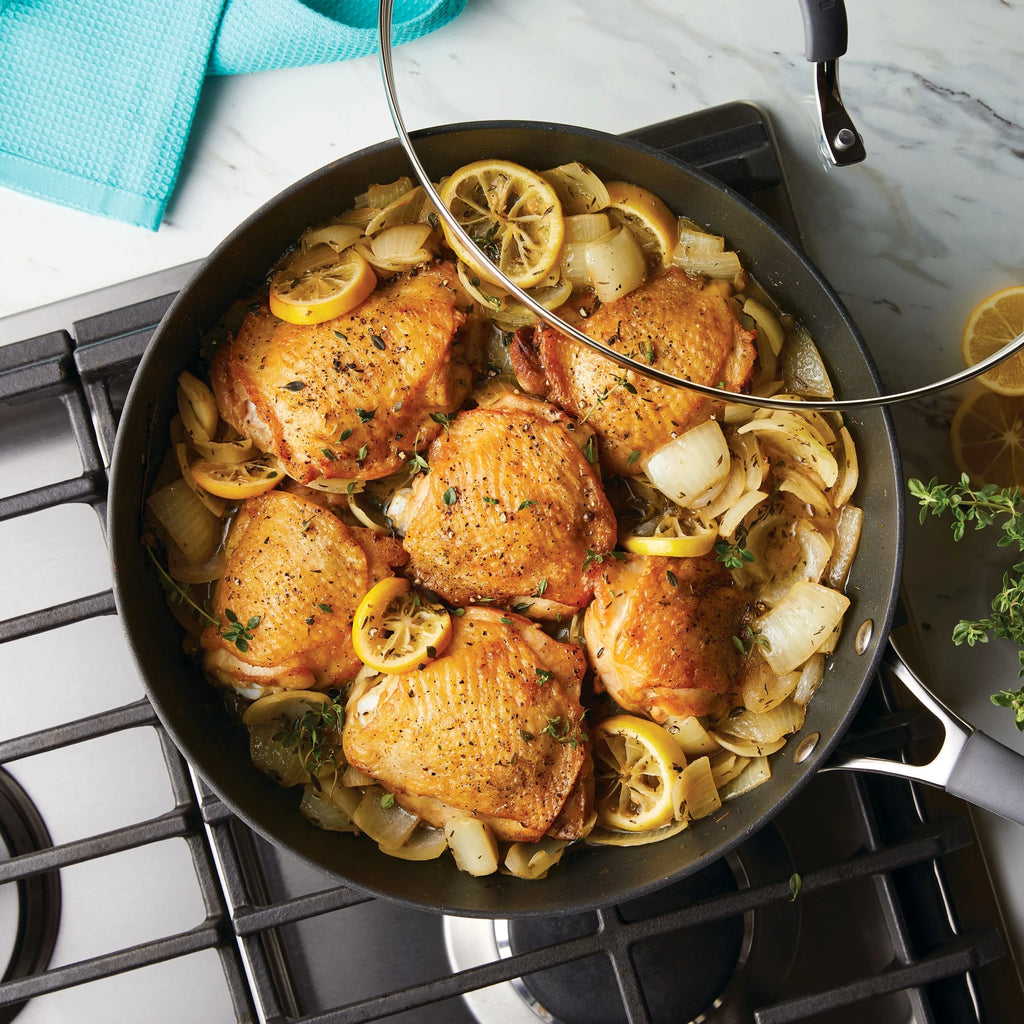 12 inch Hard-Anodized Nonstick Deep Frying Pan with Lid, Gray L882