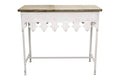 Antiqued White Metal Table with Wood Top R53482