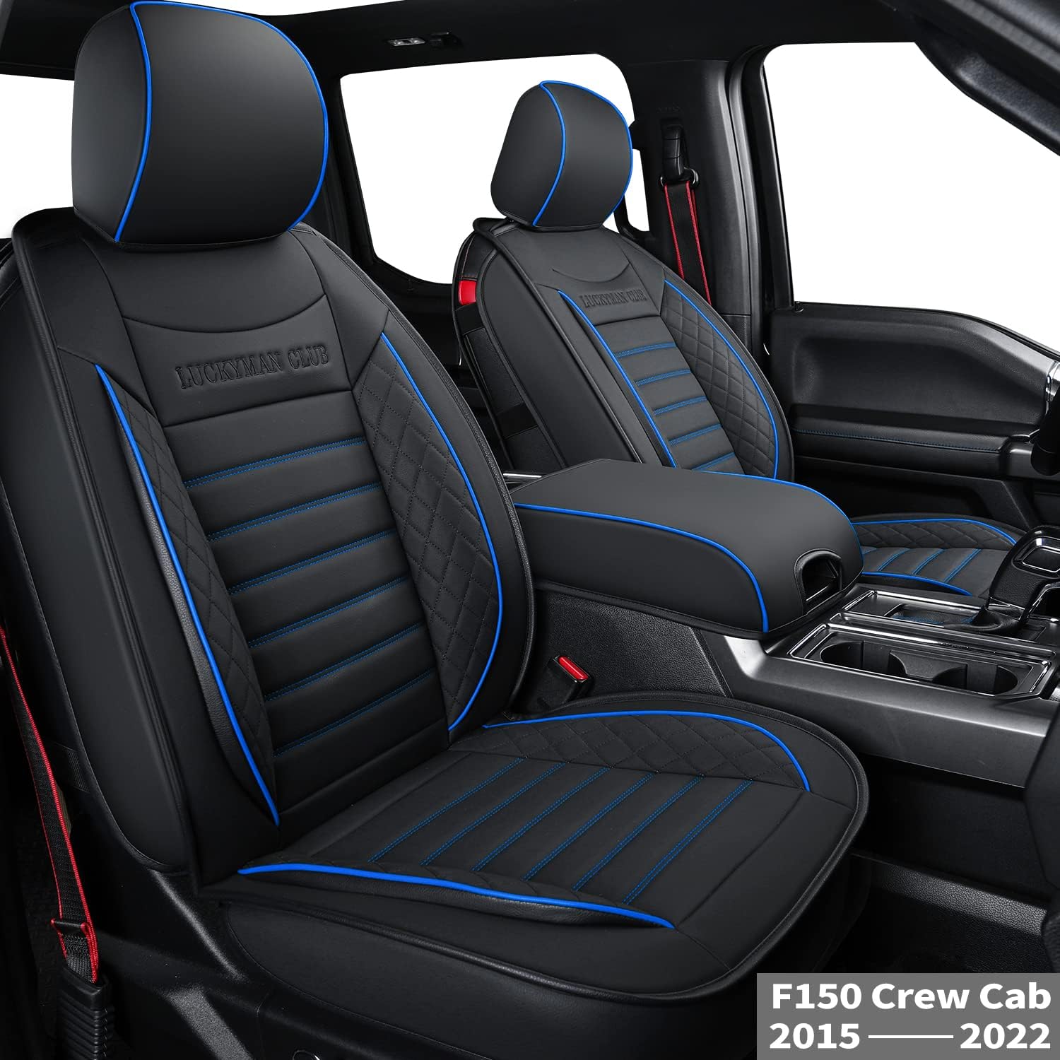 Black Faux Leather Seat Covers for F150 Crew Cab B252230