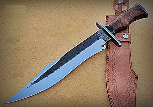 17.2 inch High Carbon Steel Hunting Knife with Rose Wood Handle and Damascus Steel Guard R602376