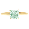 18k Yellow Gold Asscher Cut Blue Moissanite Ring D50705