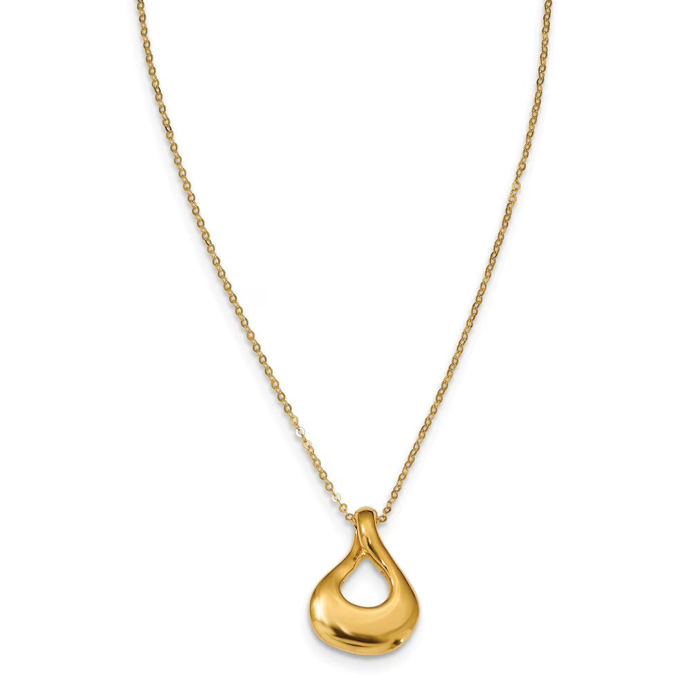 14kt Yellow Gold Tear Drop Necklace 18 inch E9486