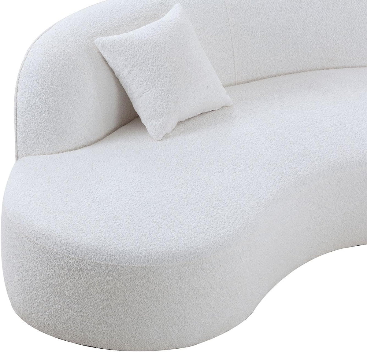 White Boucle Curved Sofa with Chaise 2 Set J3319
