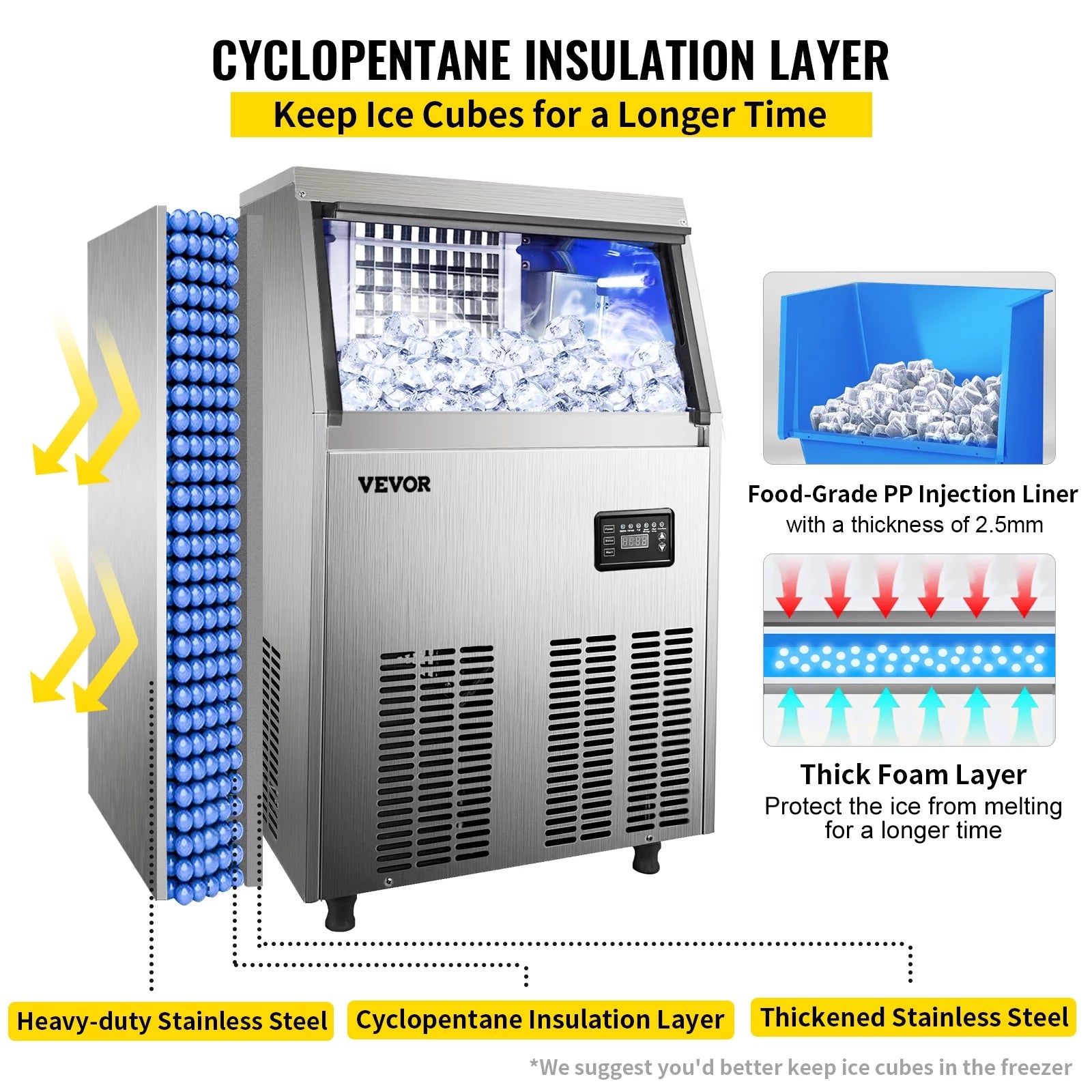 110V Commercial Ice Maker 110-120lbs/24H with 33LBS Bin Stainless Steel P81275