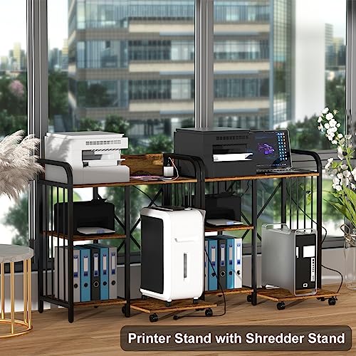 Brown 3-Tier Printer Stand with Wheels I98129
