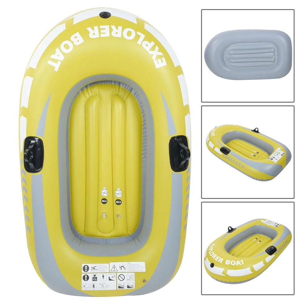 Yellow PVC Inflatable One Person Rowing Air Boat T194
