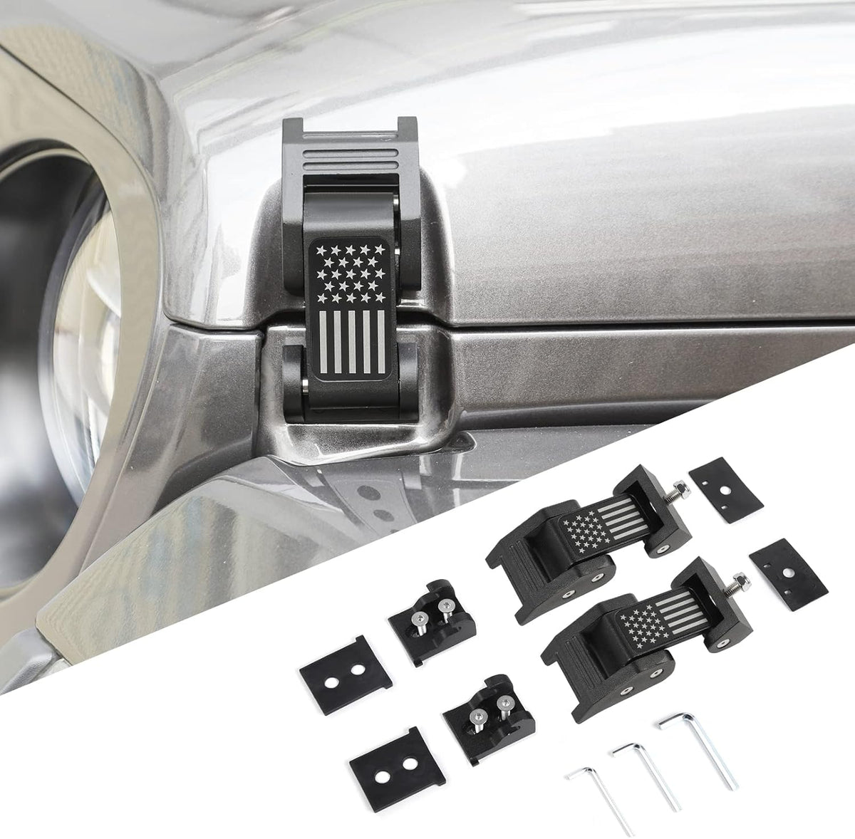 Black Stainless Steel Hood Catch Latches Pack of 2 Q150