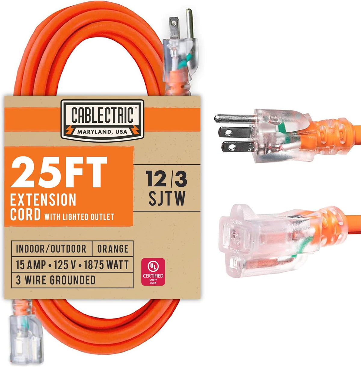 100 Ft 12/3 SJTW Heavy Duty Orange Extension Cord B461192
