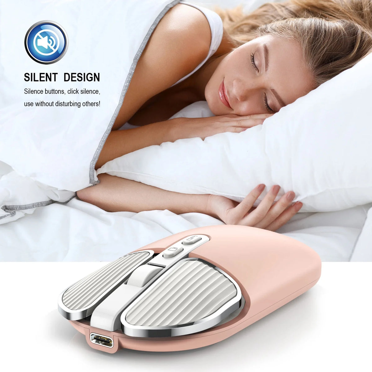 Wireless Silent Computer Mouse with UV R757