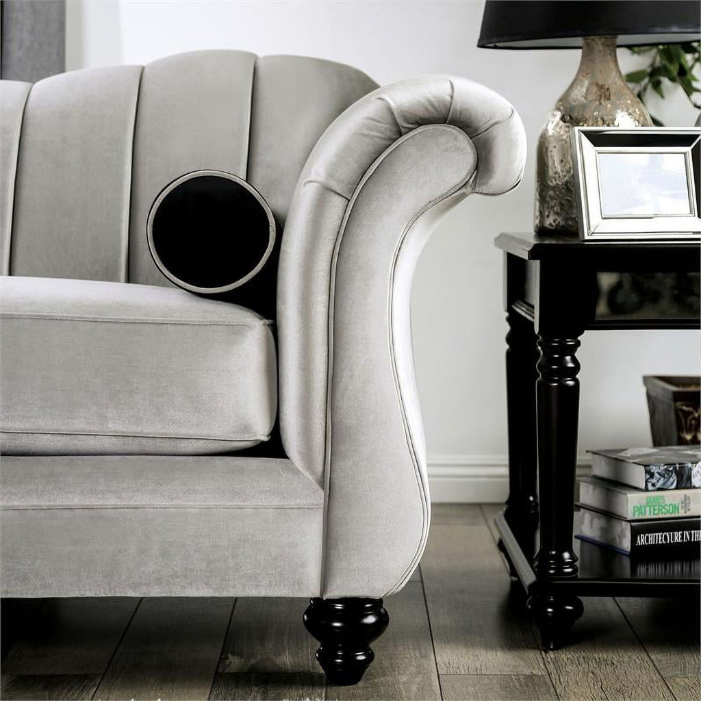 Chenille Upholstered Loveseat in Pewter V116032