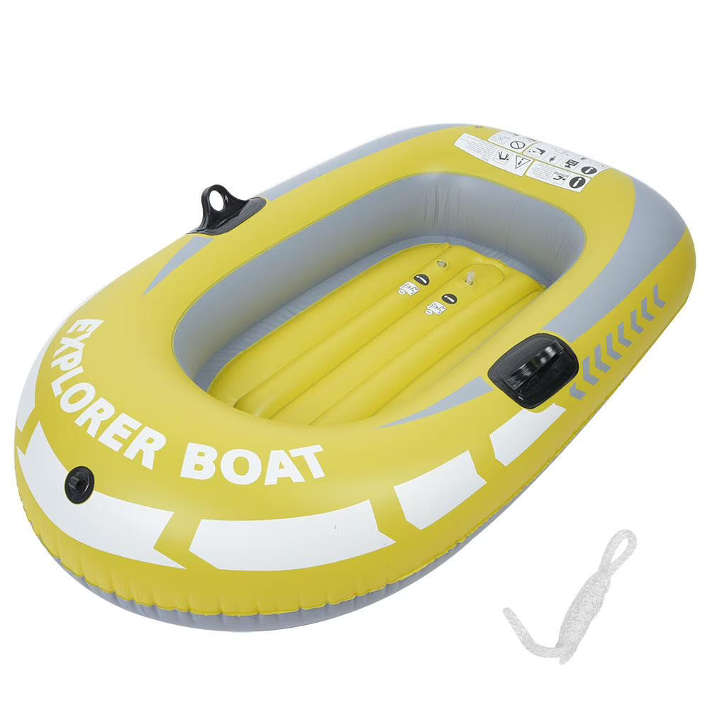 Yellow PVC Inflatable One Person Rowing Air Boat T194