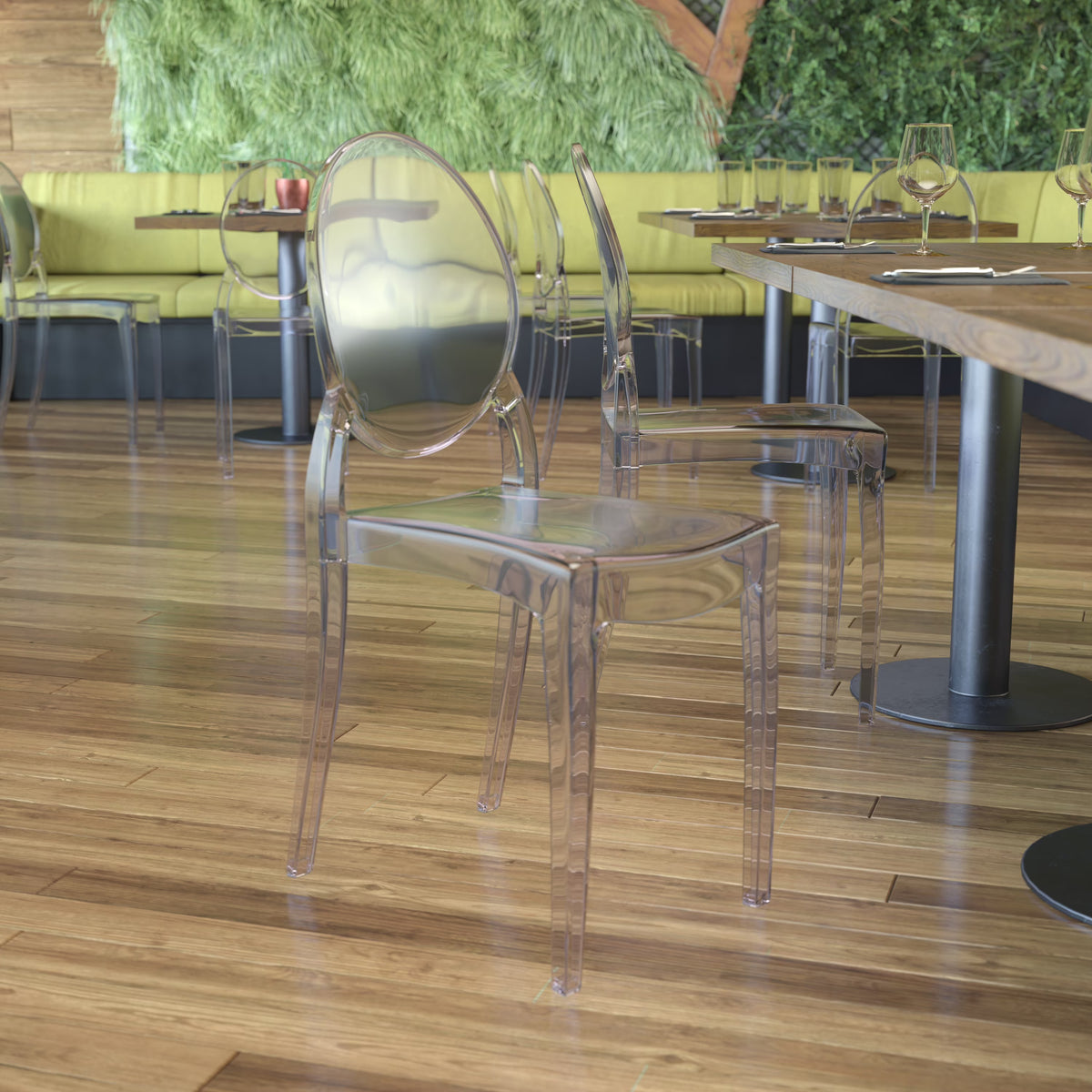 Set of 4 Transparent Resin Ghost Chairs Q673